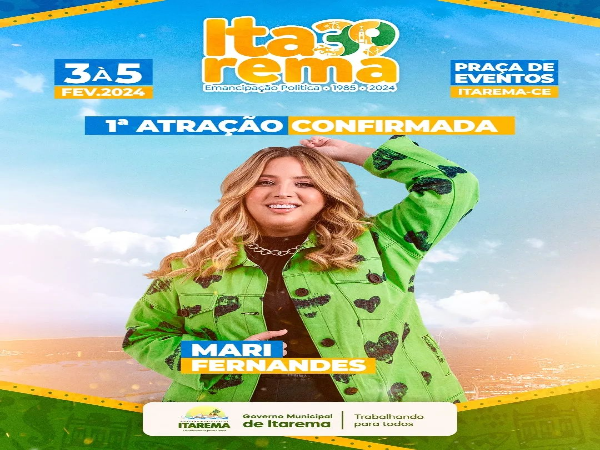 Primeira atração confirmada para os três dias de shows em comemoração ao aniversário do nosso município!